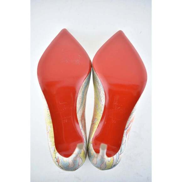 Christian Louboutin Pigalle Follies 100 Lurex Flame Orange Red Blue Heel Pump 39 - Picture 12 of 12